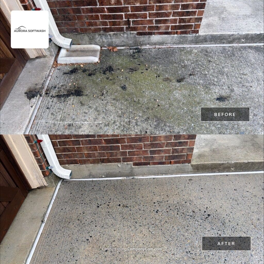 Paint removal from concrete driveway using pressure washing in Allen Texas
